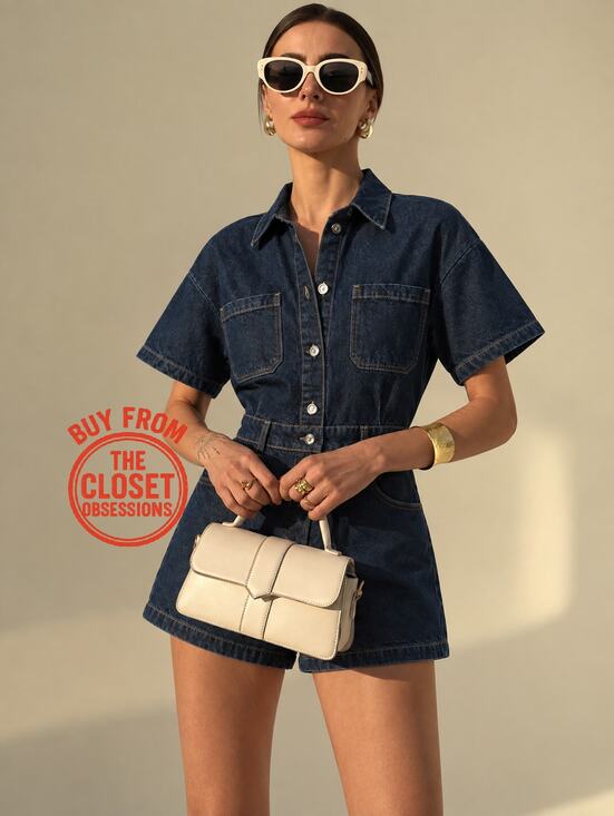 Zara Pants - Zara Denim Romper Playsuit Belted Short Sleeve Utility Jumpsuit NWT M
